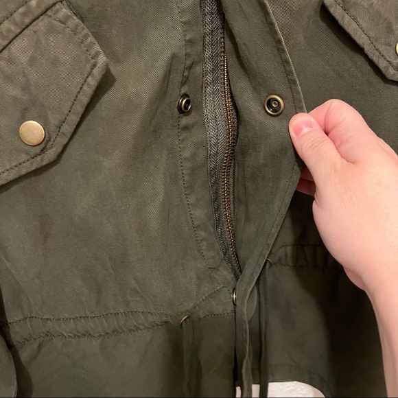 Pam & Gela Utility Cargo Military Jacket Army Green Zip Snap Button Womens Sz M - Picture 5 of 13
